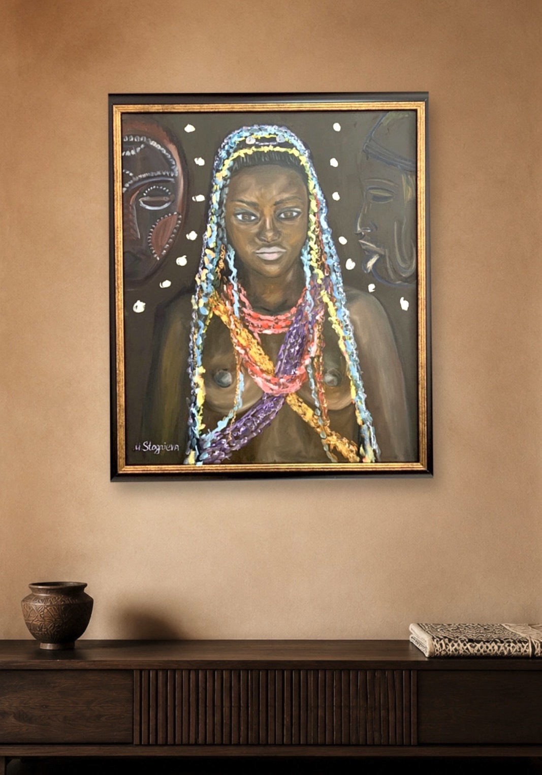 African Woman. Power of Spirits — interior visualisation of the painting by Marina Stognieva